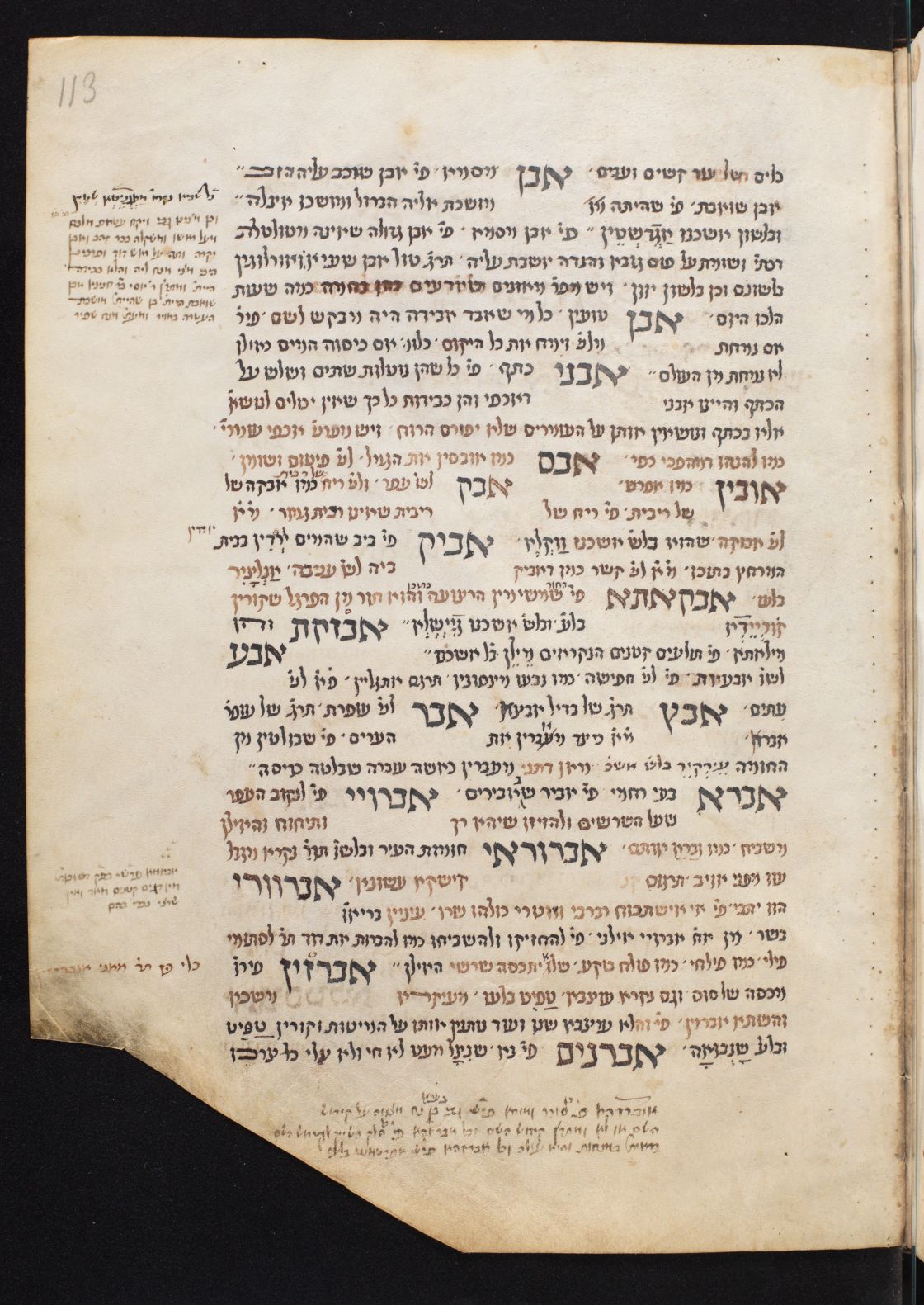 Bern, Burgerbibliothek, Cod. 200, f. 113r – The Berner Kleine Arukh